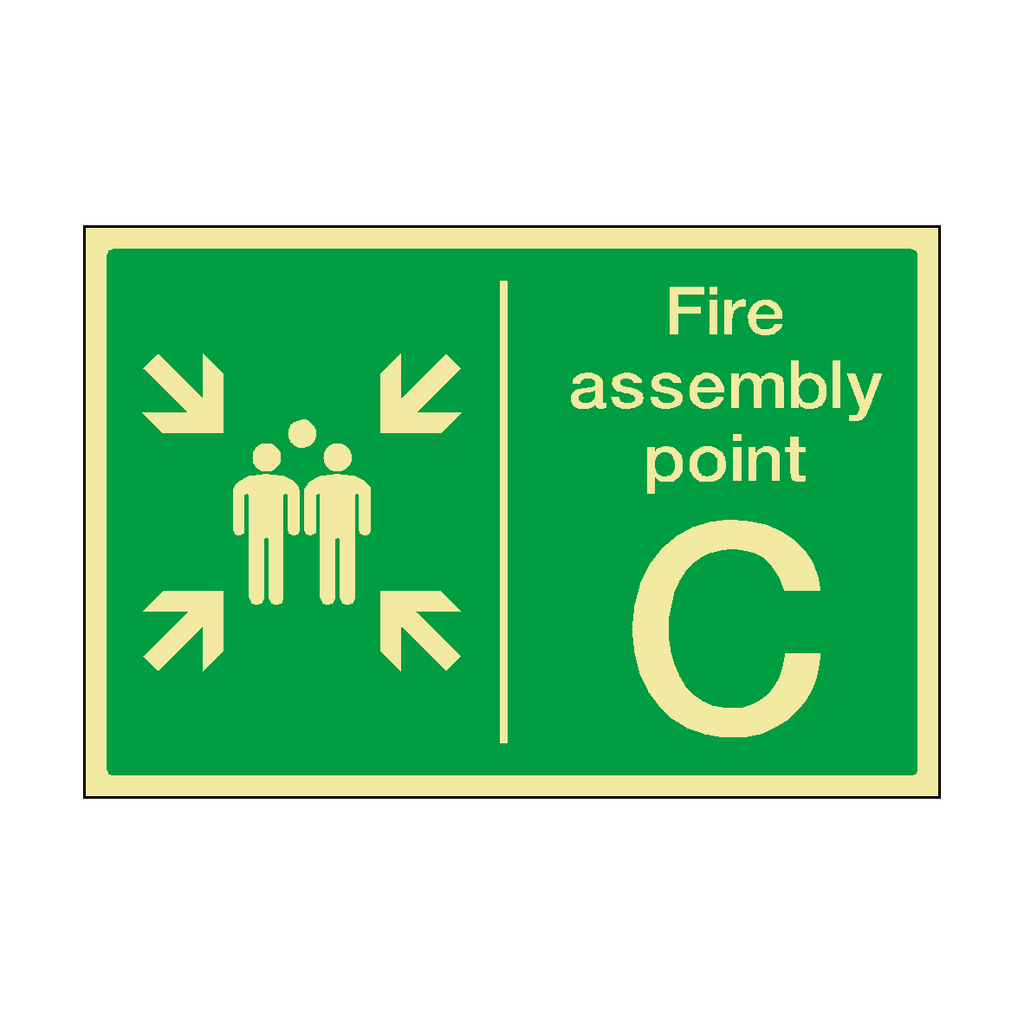 Fire Assembly Point Horizontal C Photoluminescent Sticker