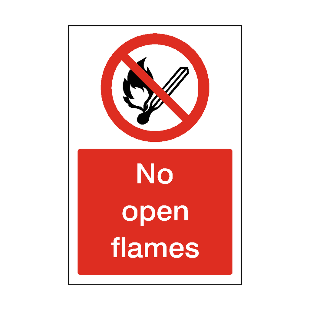 No Open Flames Sign | Safety-Label.co.uk