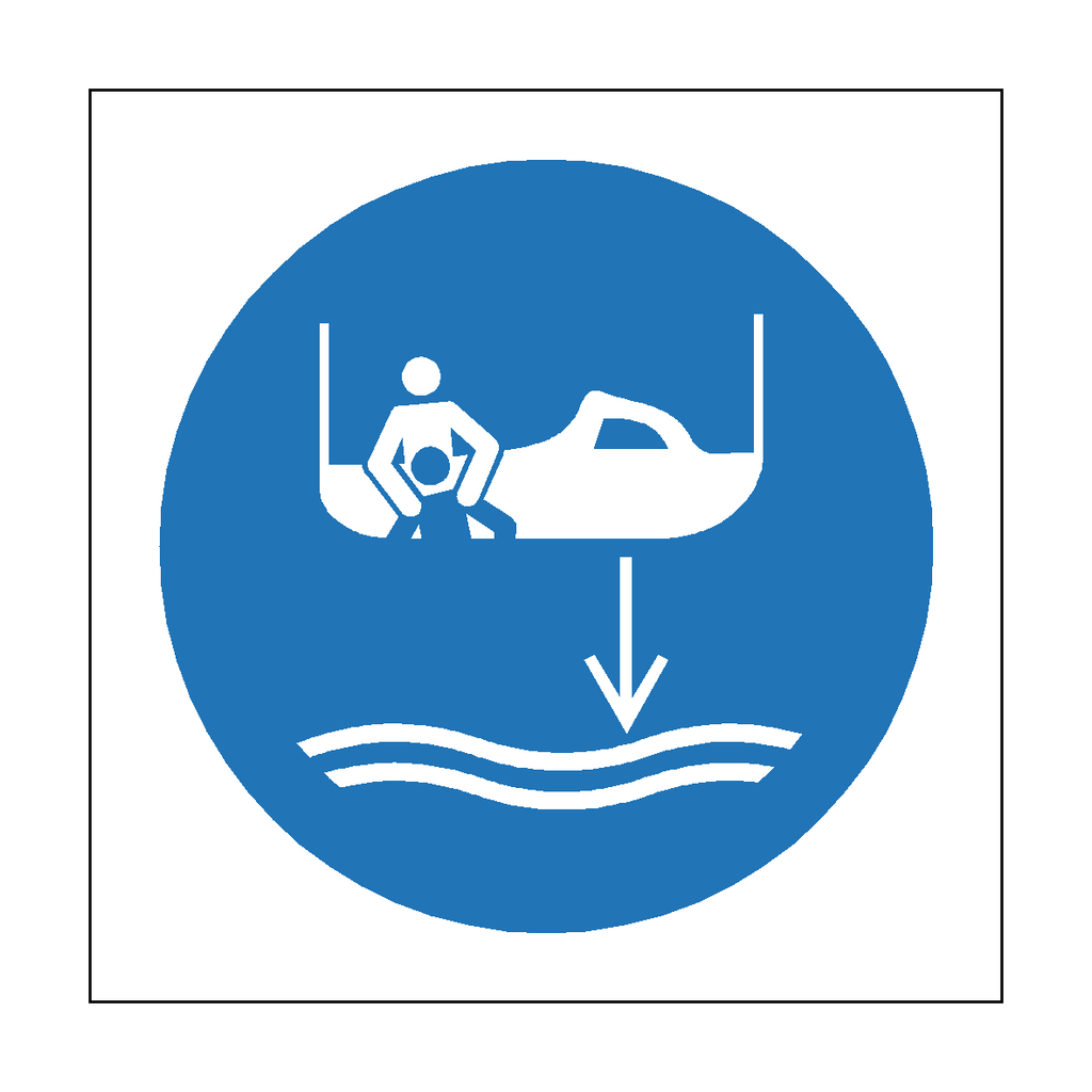 Lower Rescue Boat To Water Symbol Sign | Safety-Label.co.uk