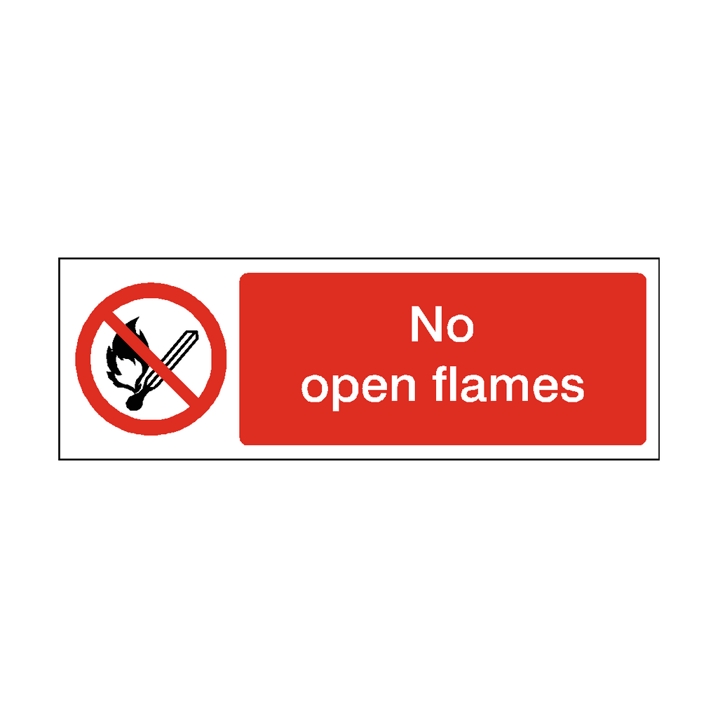 No Open Flames Label | Safety-Label.co.uk