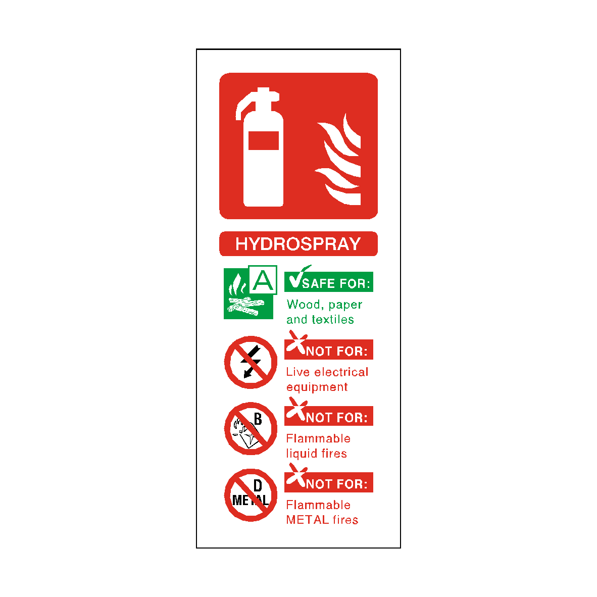 Hydrospray Fire Extinguisher Sign | Safety-Label.co.uk