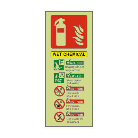 Wet Chemical Fire Extinguisher Photoluminescent Sticker | Safety-Label.co.uk