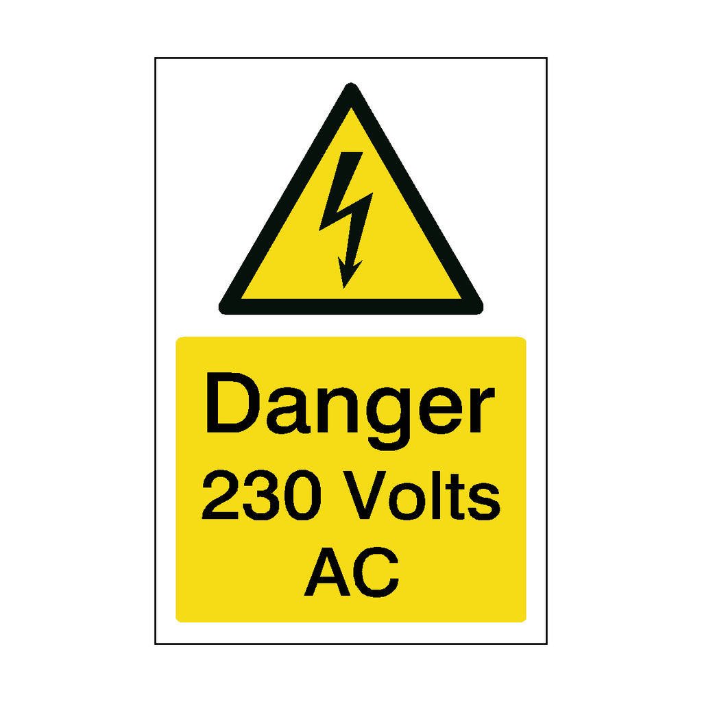 230 Volts AC Electrical Safety Sign | Safety-Label.co.uk