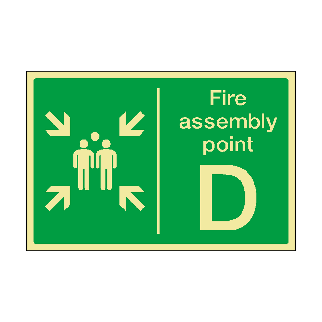 Fire Assembly Point Horizontal D Photoluminescent Sticker