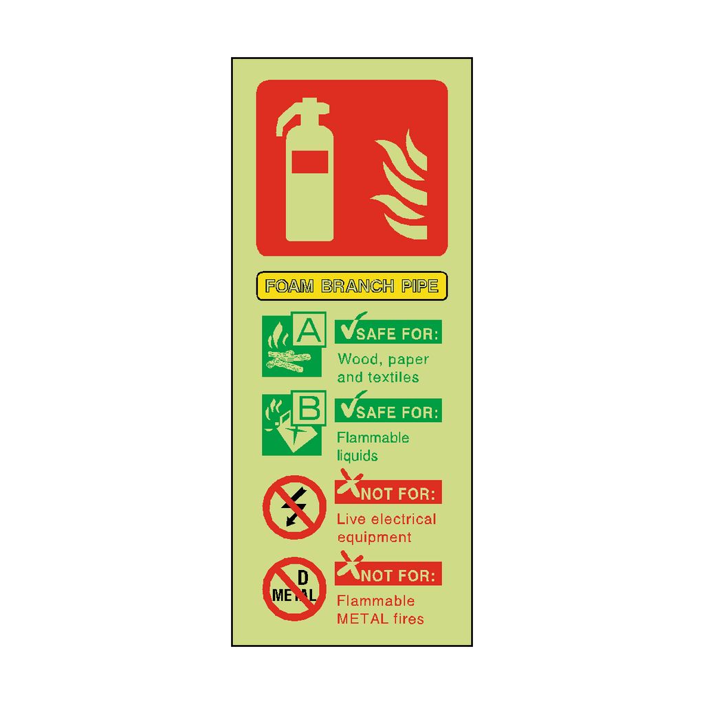 Foam Branch Pipe Extinguisher Photoluminescent Sign