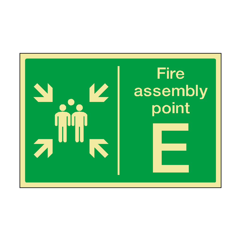 Fire Assembly Point Horizontal E Photoluminescent Sticker