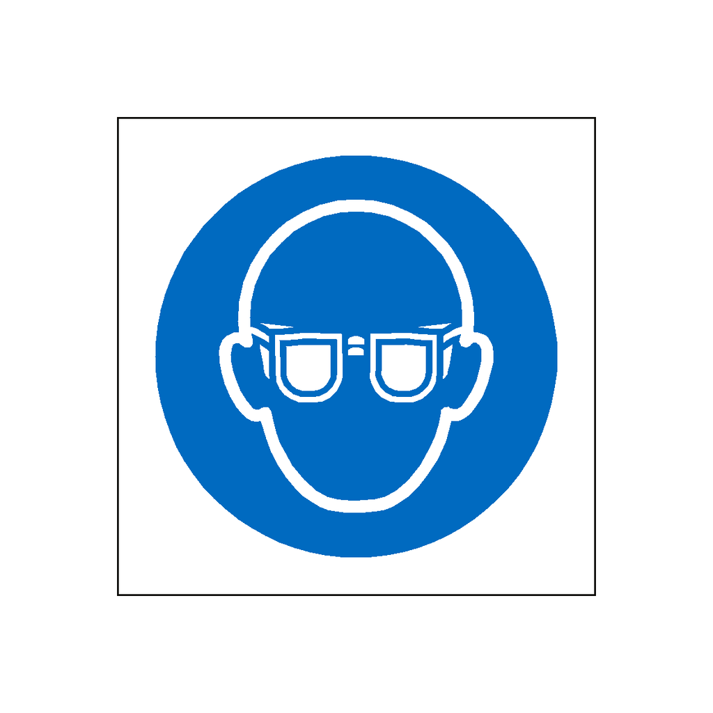 Wear Eye Protection Symbol Sticker - Pack of 4 | Safety-Label.co.uk