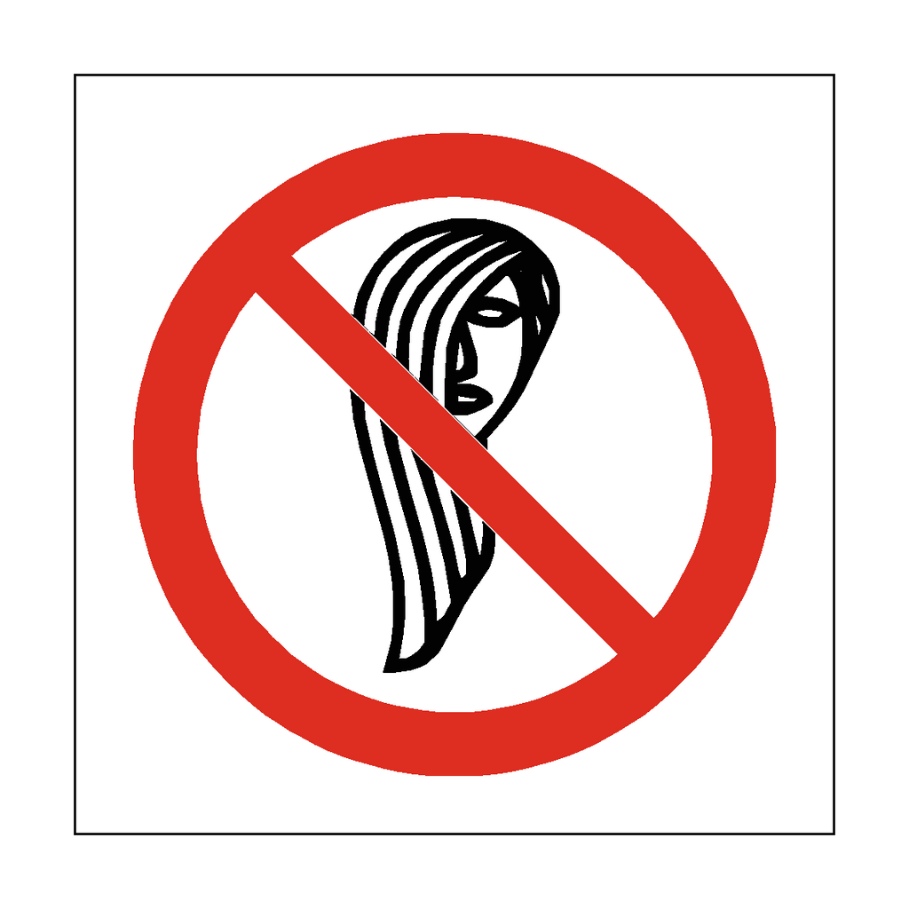 Long Hair Prohibited Symbol Sign | Safety-Label.co.uk