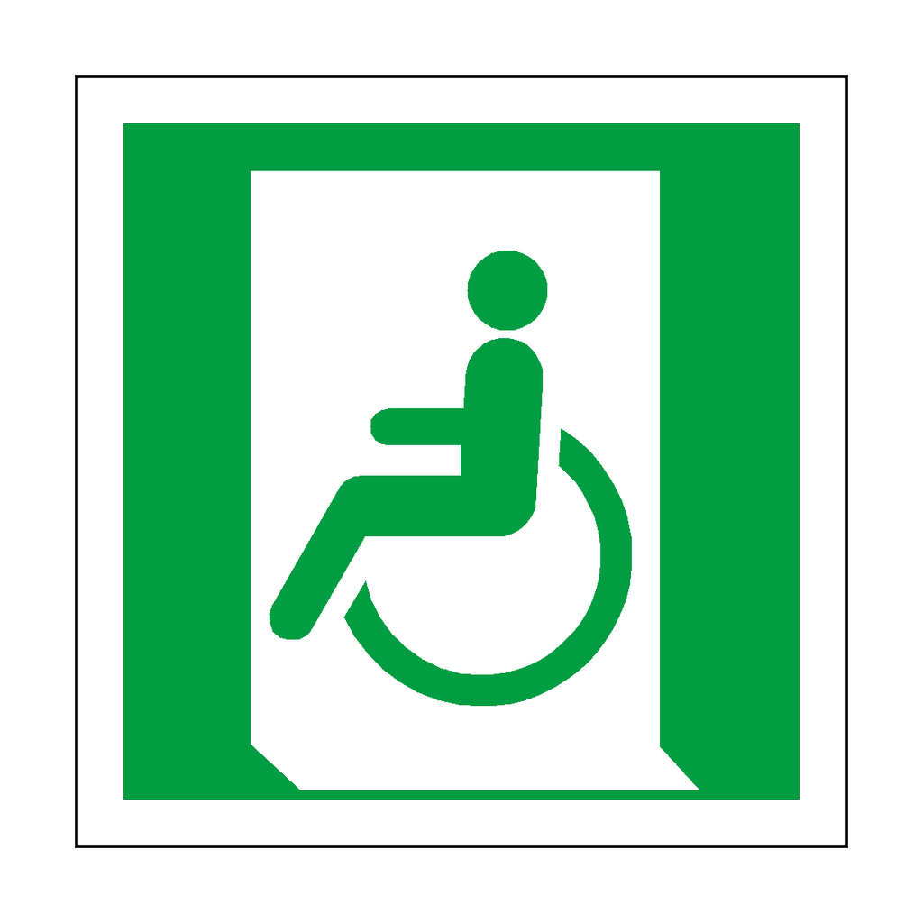 Emergency Exit For Wheelchair Left Symbol Sign | Safety-Label.co.uk