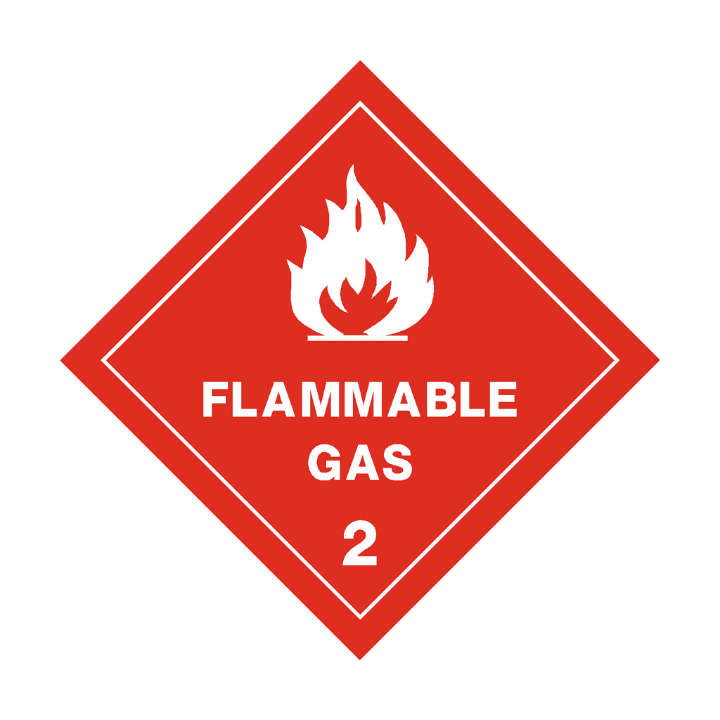 Flammable Gas 2 White Sticker | Safety-Label.co.uk