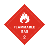 Flammable Gas 2 White Sticker | Safety-Label.co.uk