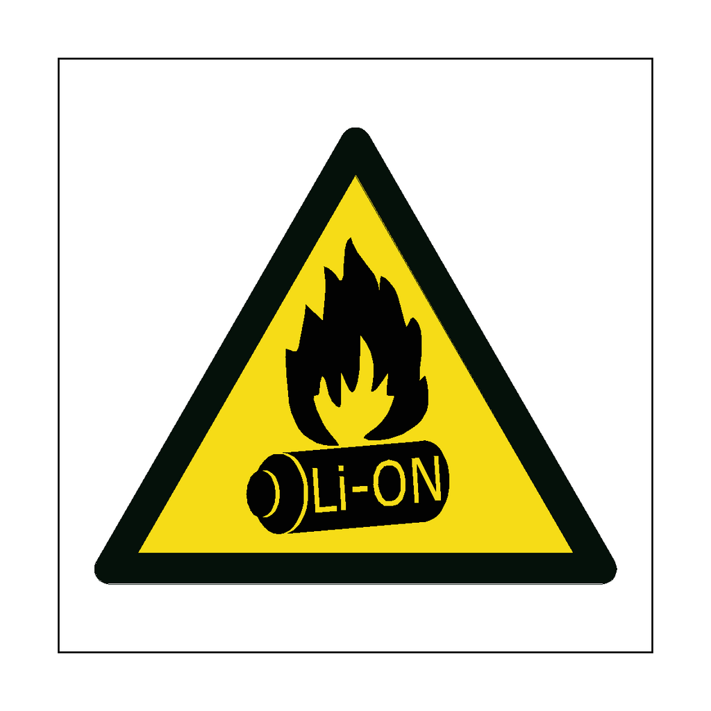 Flammable Lithium Ion Battery Hazard Symbol Sign | Safety-Label.co.uk