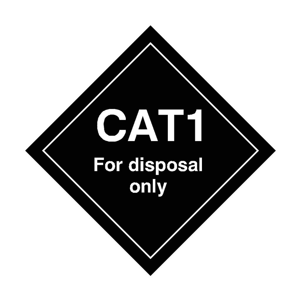 Safety-Label.co.uk CAT1 For Disposal Only sign, durable metal or plastic sign with clear disposal instructions