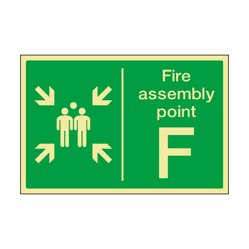 Fire Assembly Point Horizontal F Photoluminescent Sticker