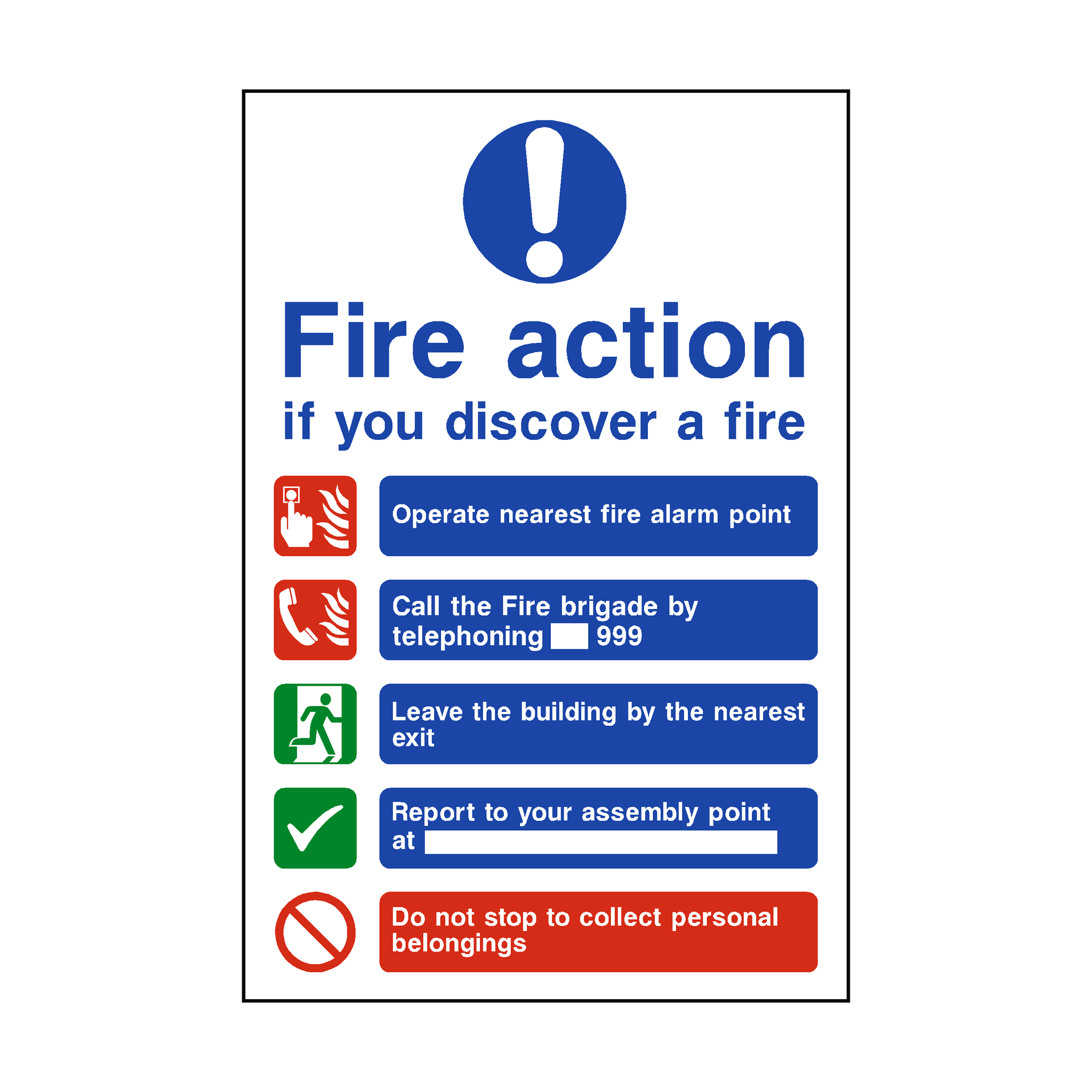 Fire Action NonLift Telephone Sign SafetyLabel.co.uk