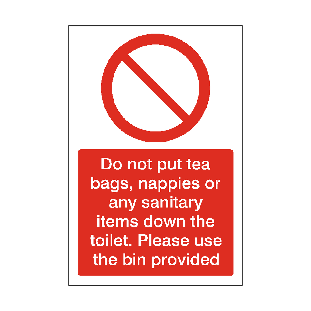 Do Not Put Items Down Toilet Use Bin Sticker