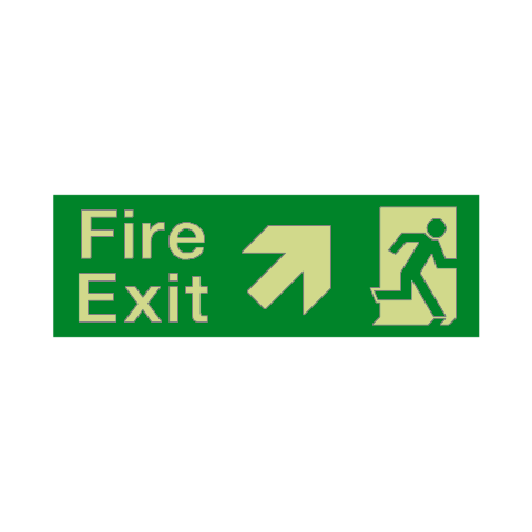 Fire Exit Arrow Up Right Photoluminescent Sticker | Safety-Label.co.uk