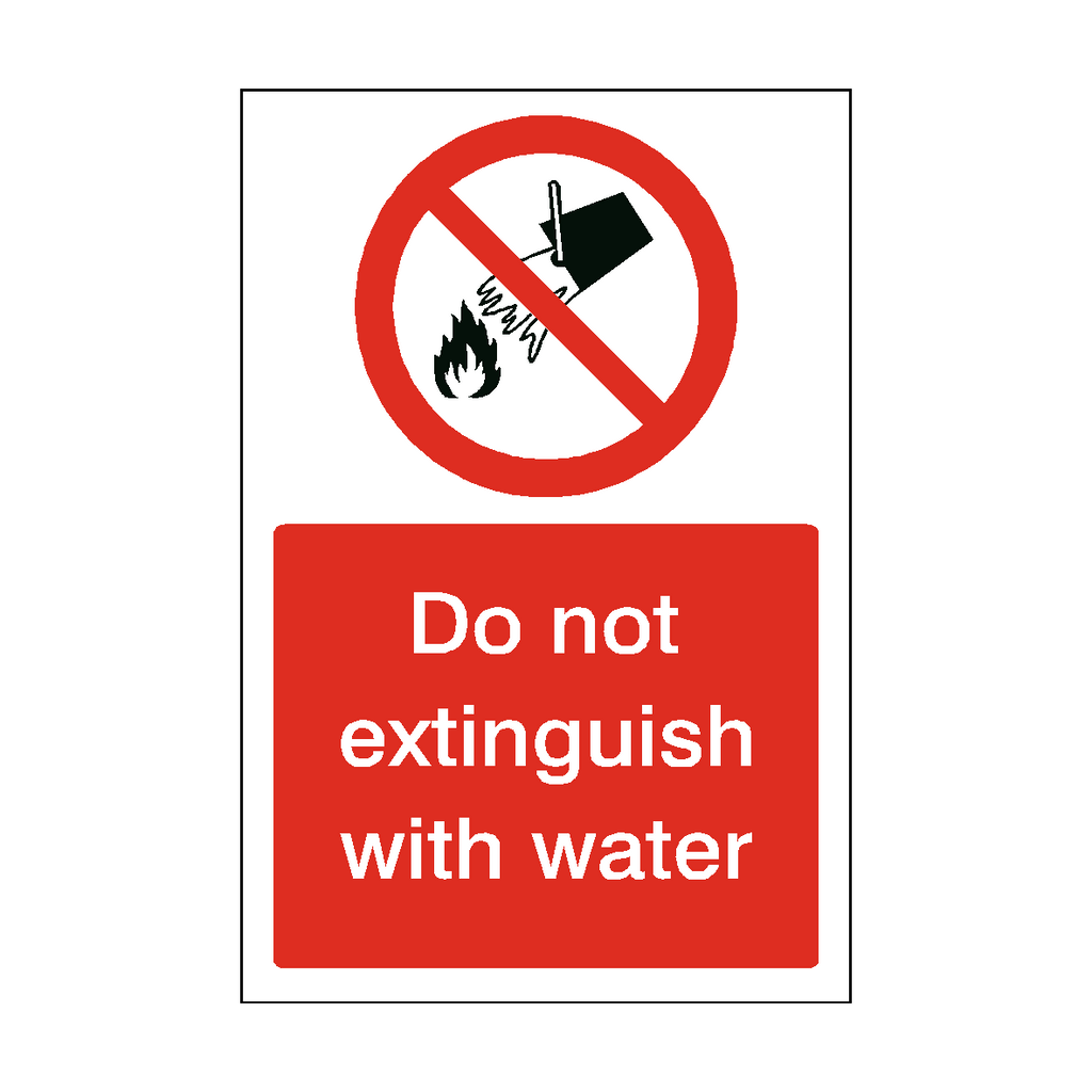 Do Not Extinguish With Water Sticker | Safety-Label.co.uk