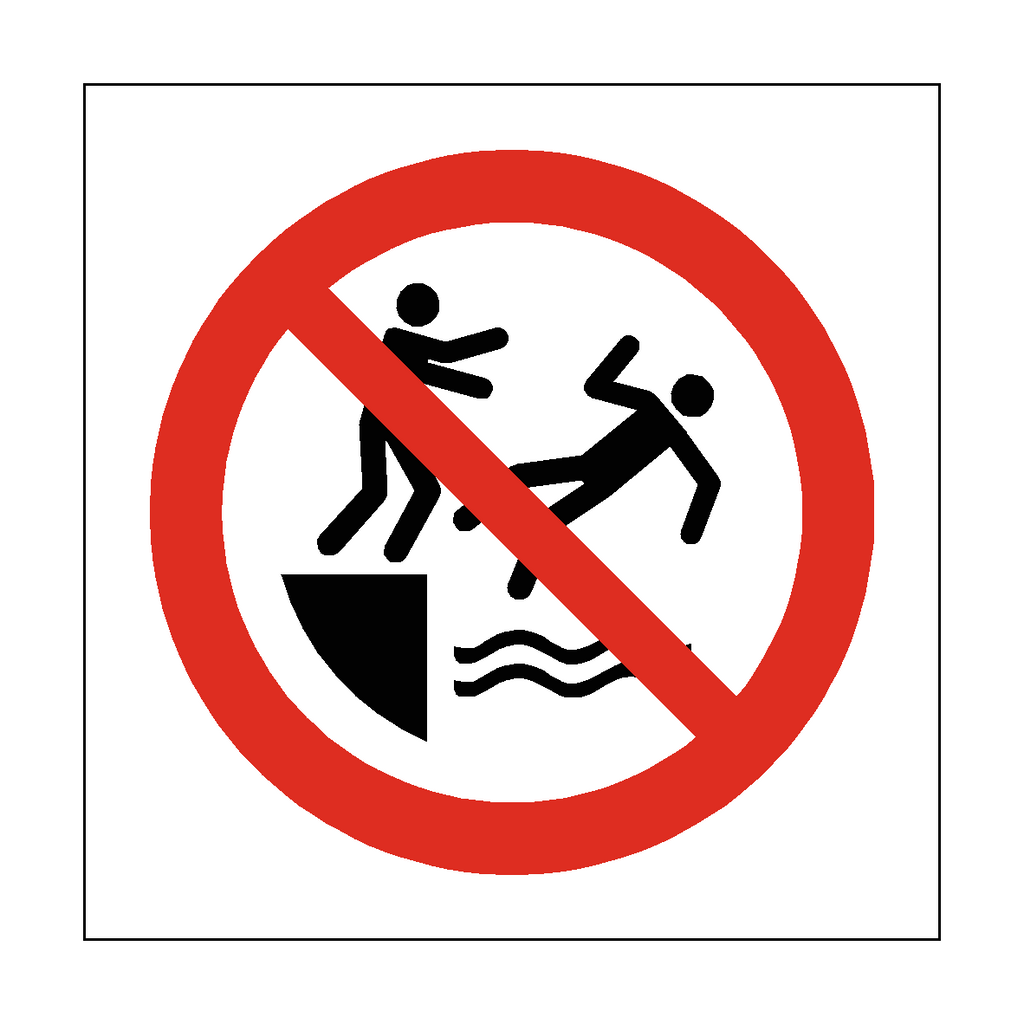 No Pushing Into Water Symbol Label | Safety-Label.co.uk