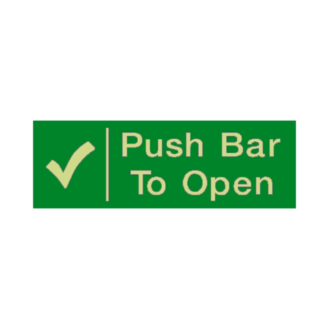 Push Bar To Open Photoluminescent Sticker | Safety-Label.co.uk
