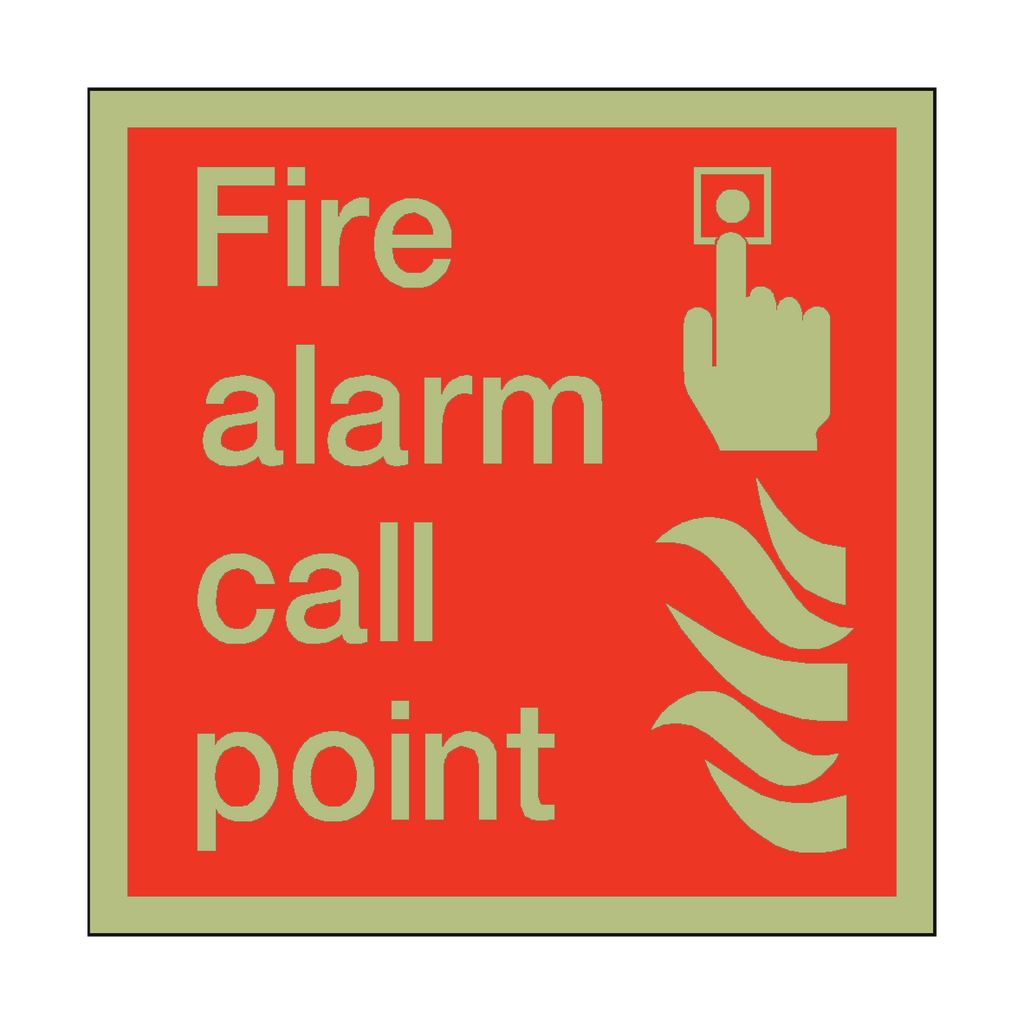 Photoluminescent Fire Alarm Call Point Square Sticker | Safety-Label.co.uk