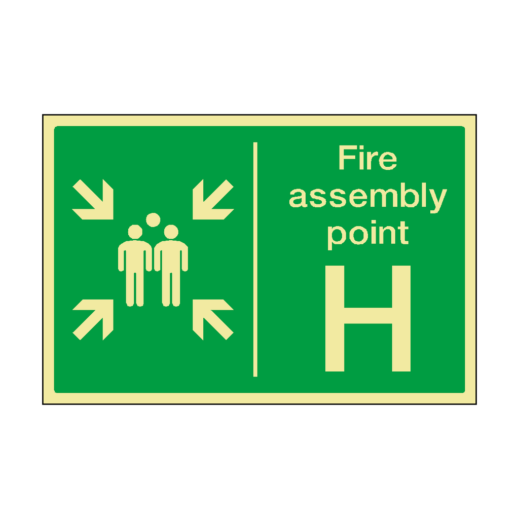 Fire Assembly Point Horizontal H Photoluminescent Sticker