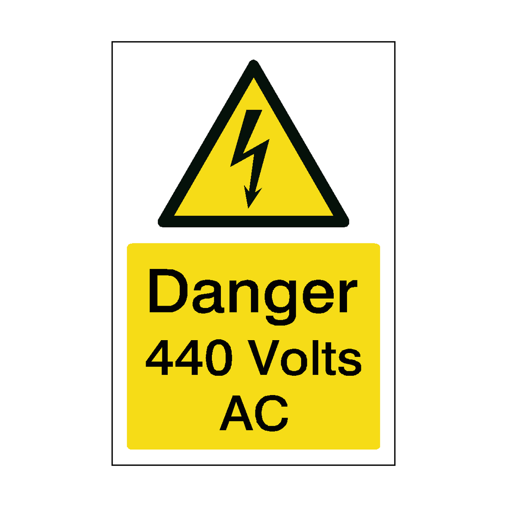 440 Volts AC Electrical Safety Sign | Safety-Label.co.uk