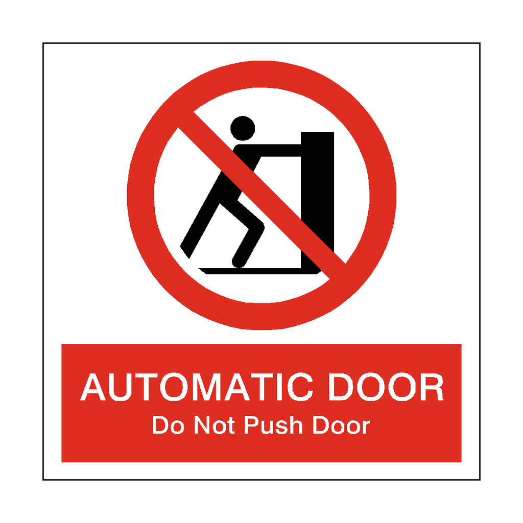 Automatic Door Do Not Push Prohibition Touch Sticker | Safety-Label.co.uk