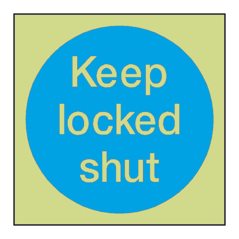 Keep Locked Shut Door Photoluminescent Sign | Safety-Label.co.uk
