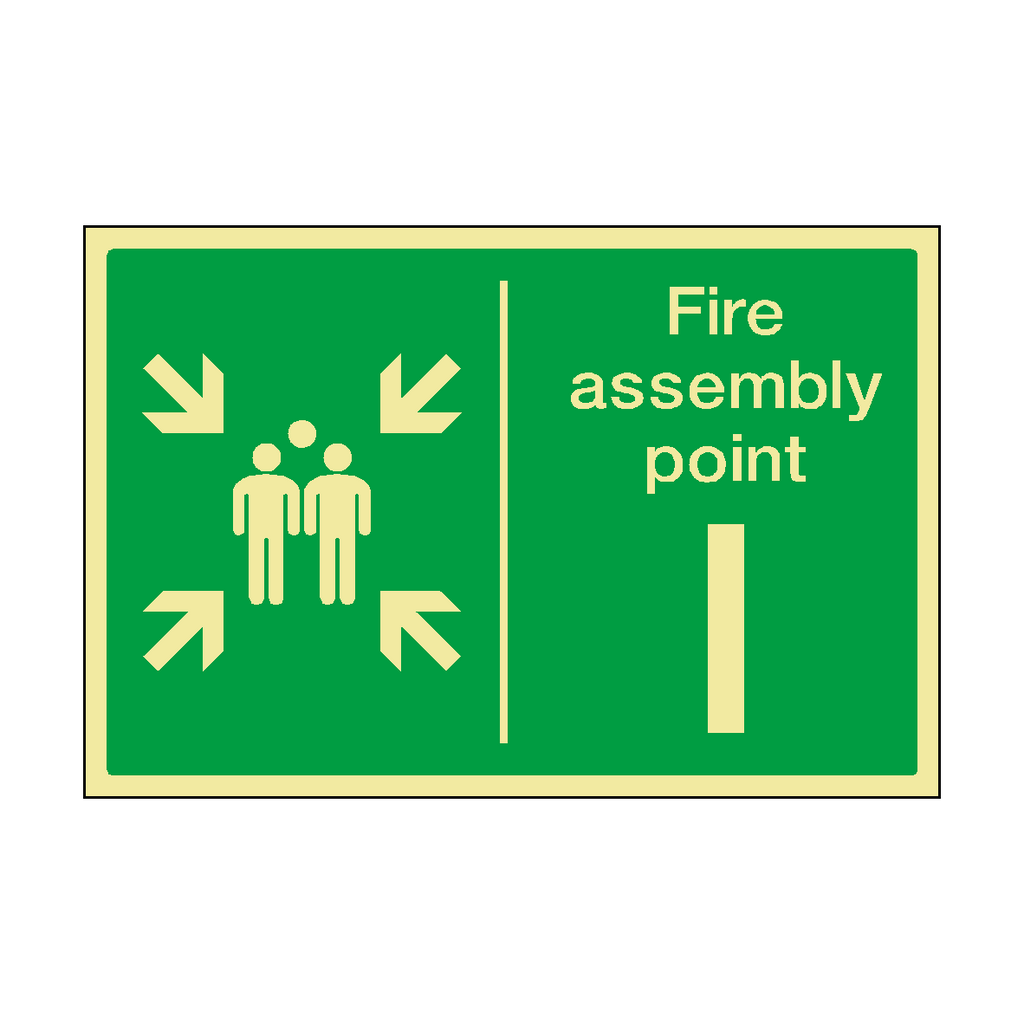 Fire Assembly Point Horizontal I Photoluminescent Sticker