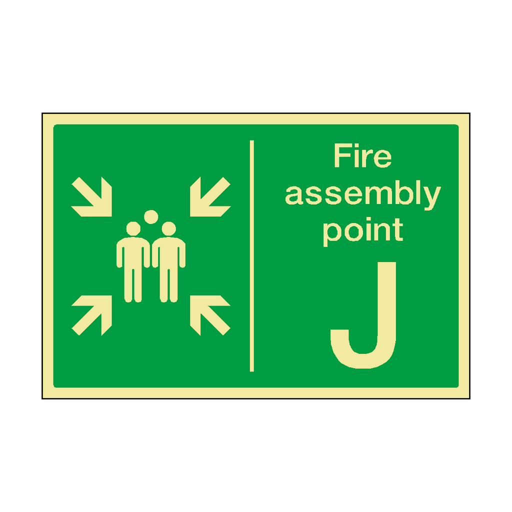 Fire Assembly Point Horizontal J Photoluminescent Sticker
