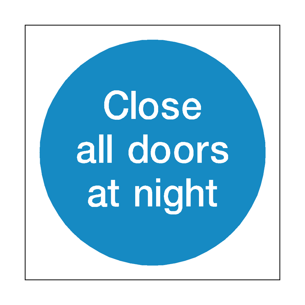 Close All Doors At Night Sticker | Safety-Label.co.uk