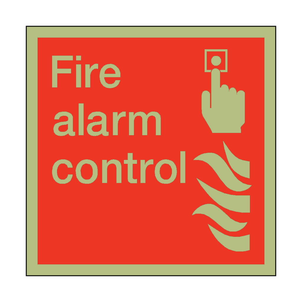 Photoluminescent Fire Alarm Control Square Sticker | Safety-Label.co.uk