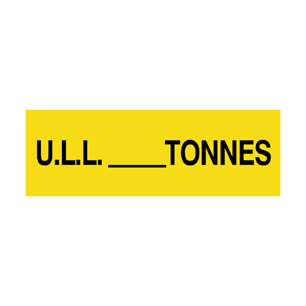 Unladen Load Sign Tonnes Yellow
