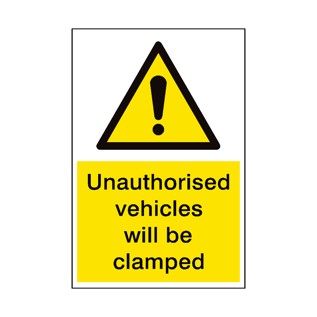 Vehicles Will Be Clamped Security Sticker | Safety-Label.co.uk