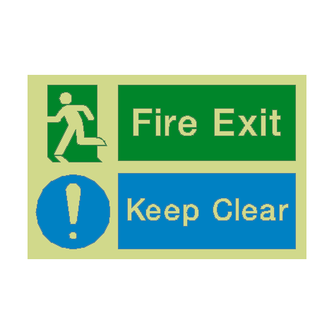 Fire Exit Keep Clear Photoluminescent Sticker | Safety-Label.co.uk