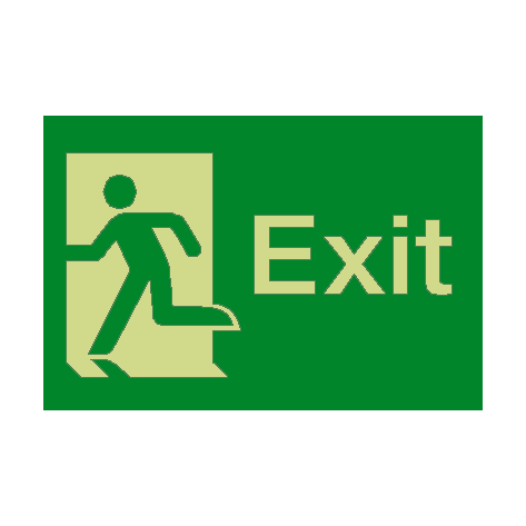 Exit Running Man Left Photoluminescent Sticker | Safety-Label.co.uk
