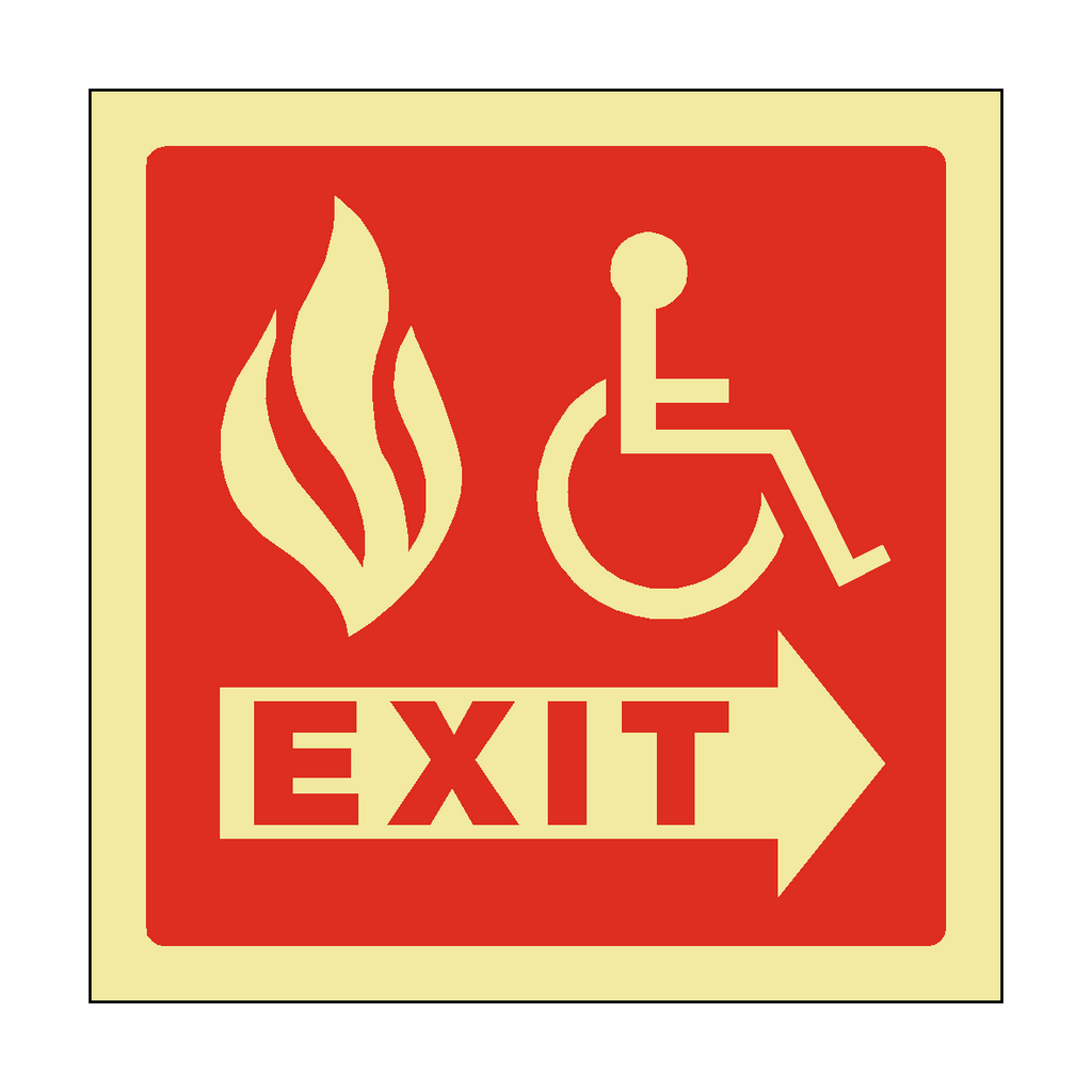 Photoluminescent Fire Safety Exit Disabled Sign | Safety-Label.co.uk
