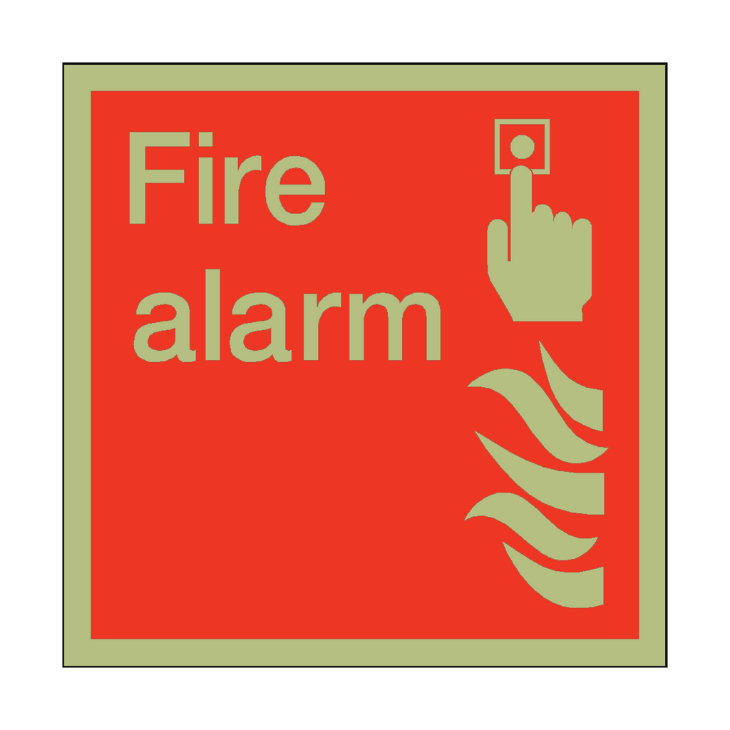 Photoluminescent Fire Alarm Square Sticker | Safety-Label.co.uk