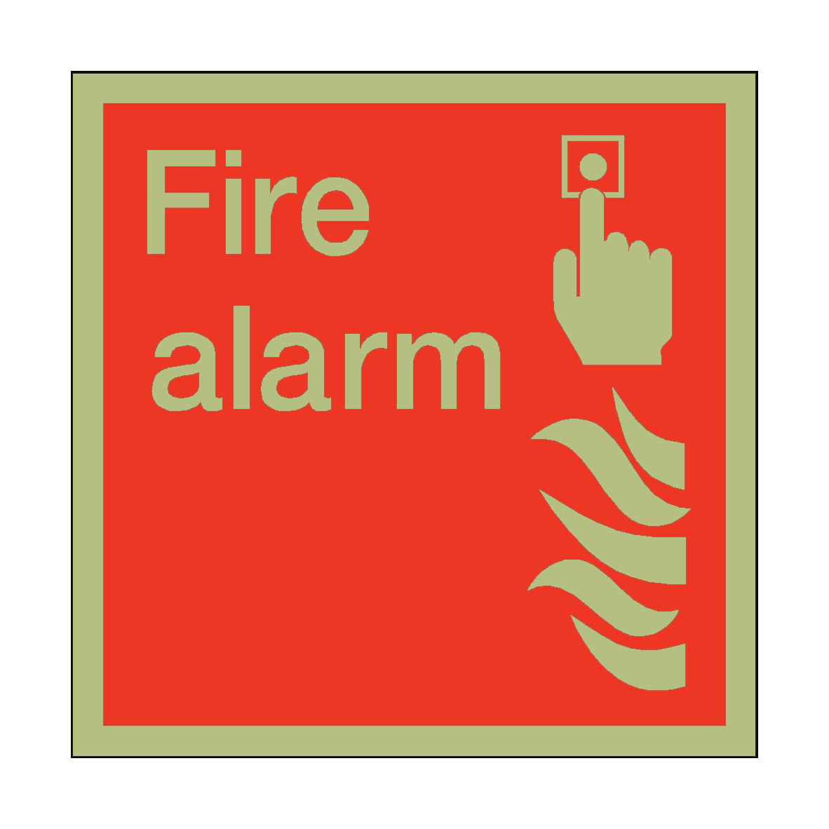 Photoluminescent Fire Alarm Square Sign