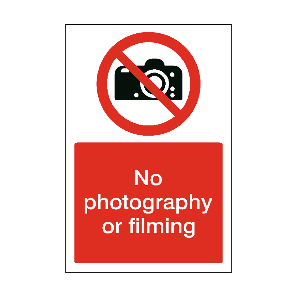 No Photography Or Filming Sign | Safety-Label.co.uk