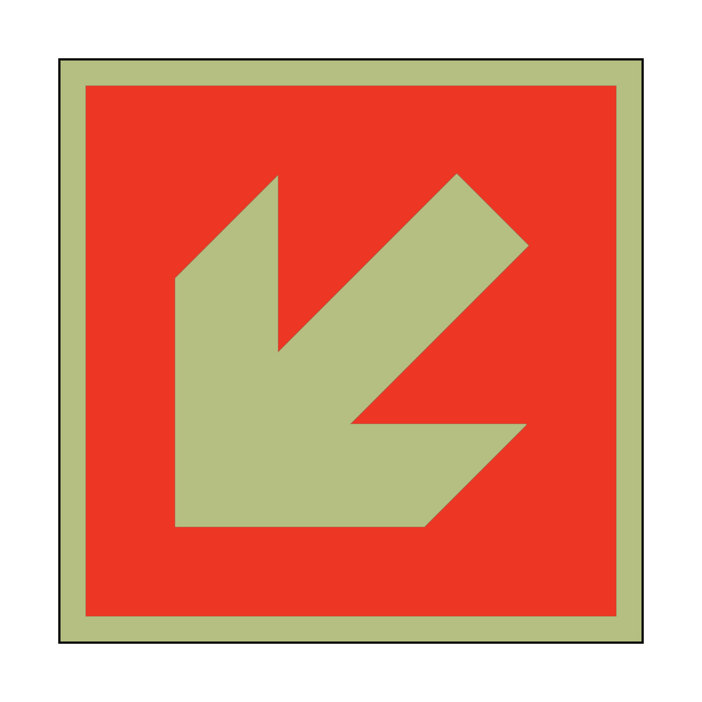 Photoluminescent Arrow Safety Sticker Down Left | Safety-Label.co.uk