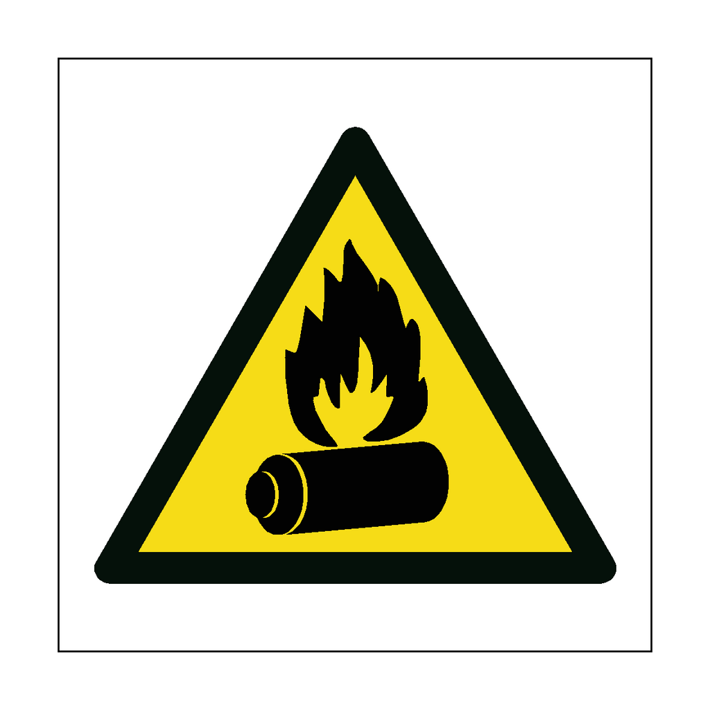 Flammable Battery Hazard Symbol Label
