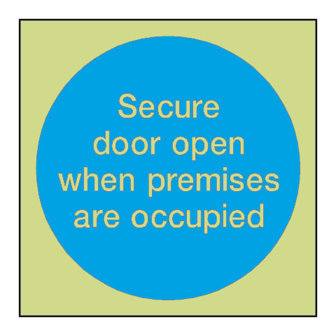 Secure Door Open Door Photoluminescent Sticker | Safety-Label.co.uk