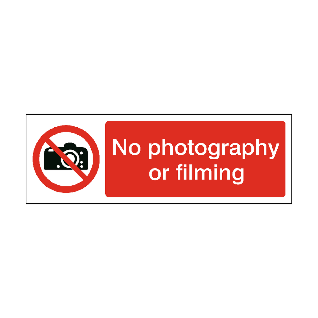 No Photography Or Filming Safety Sign | Safety-Label.co.uk