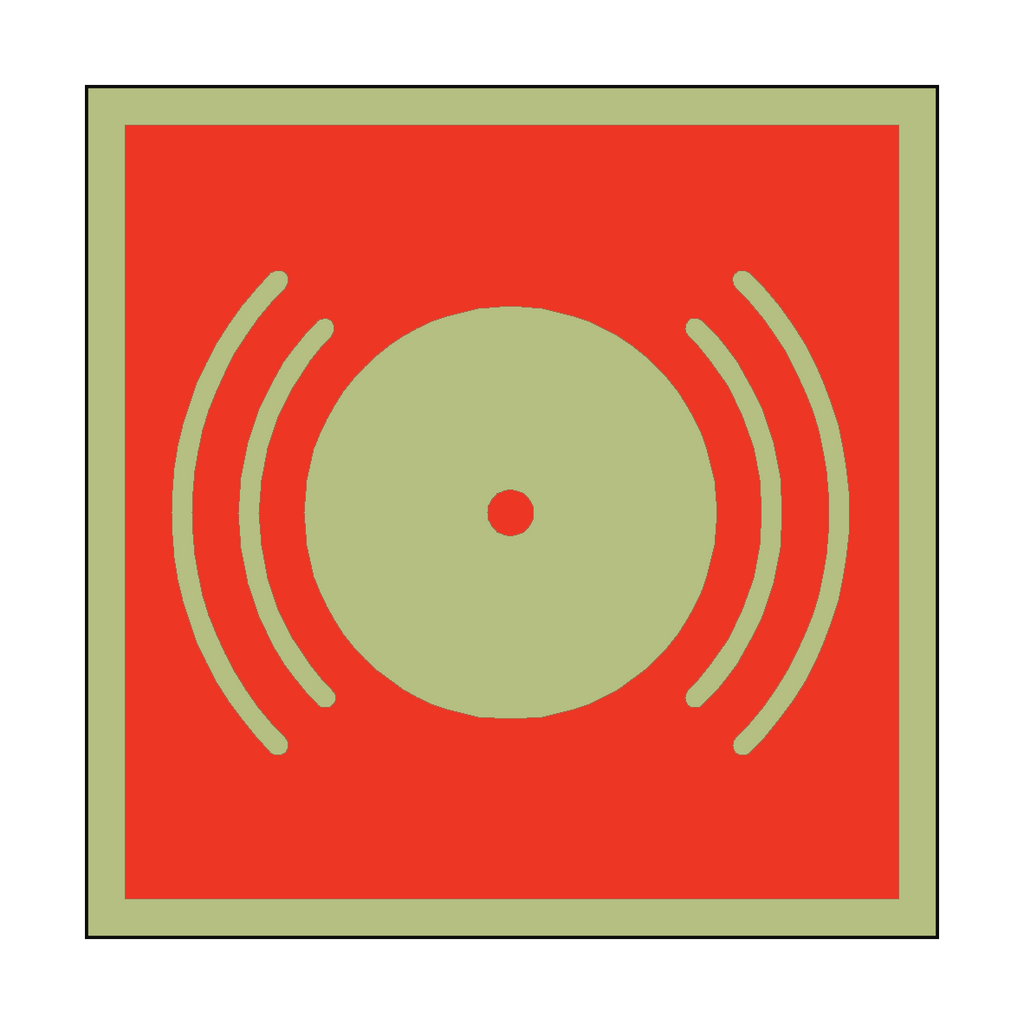 Photoluminescent Fire Alarm Symbol Square Sticker | Safety-Label.co.uk