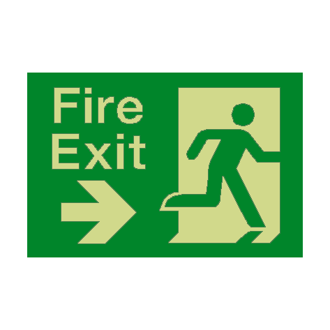 Fire Exit Right Arrow Photoluminescent Sign | Safety-Label.co.uk