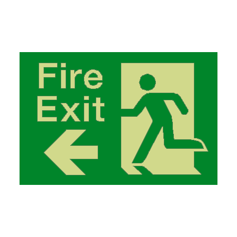 Fire Exit Left Arrow Photoluminescent Sticker | Safety-Label.co.uk