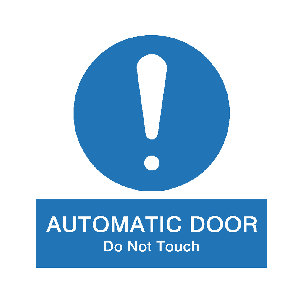 Self-adhesive "Do Not Touch" automatic door sticker by Safety-Label.co.uk, warning users to avoid touching the door.