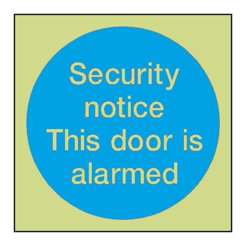 Security Notice Alarm Door Photoluminescent Sticker | Safety-Label.co.uk
